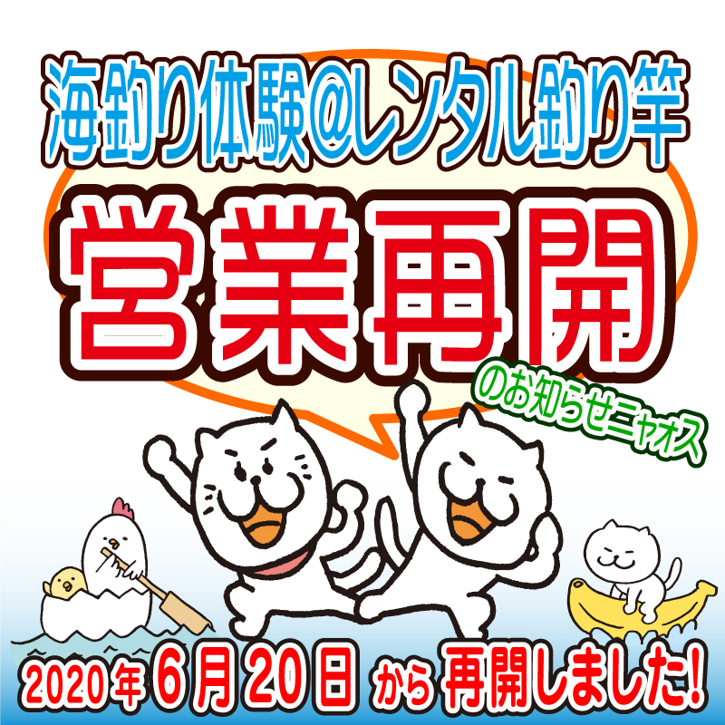 海釣り体験 レンタル釣り竿 営業再開のご案内 まるへい大漁記